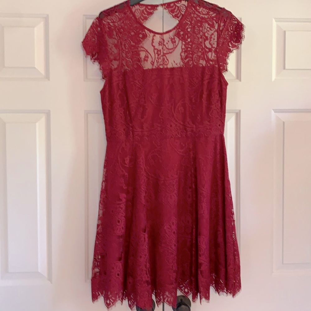 BB Dakota cranberry lace mini dress